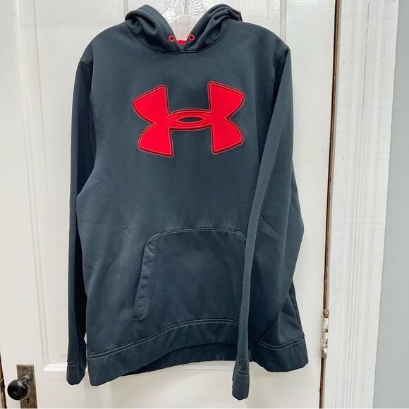 Under Armour storm loose fit Black red long sleeve hooded sweatshirt men's large - Picture 1 of 4